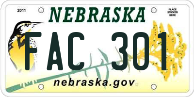 NE license plate FAC301