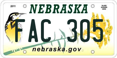 NE license plate FAC305