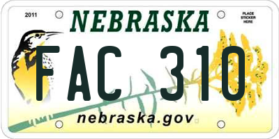 NE license plate FAC310