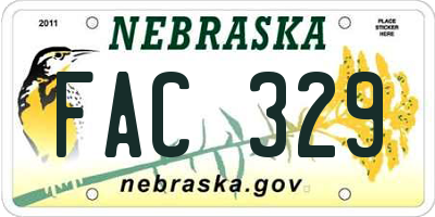 NE license plate FAC329