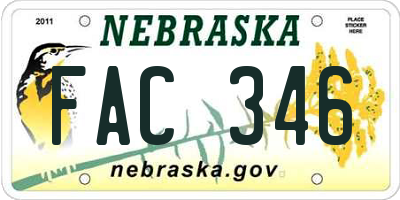 NE license plate FAC346