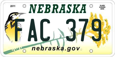 NE license plate FAC379