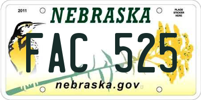 NE license plate FAC525