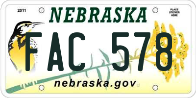 NE license plate FAC578