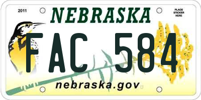 NE license plate FAC584