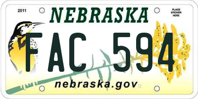 NE license plate FAC594
