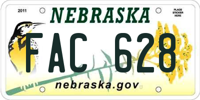 NE license plate FAC628