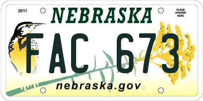 NE license plate FAC673