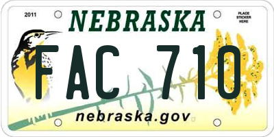 NE license plate FAC710