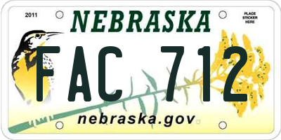 NE license plate FAC712