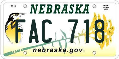 NE license plate FAC718