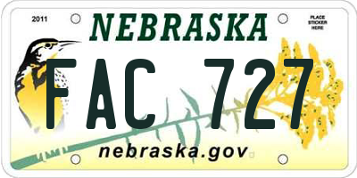 NE license plate FAC727