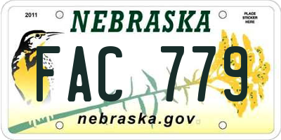 NE license plate FAC779