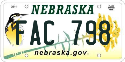 NE license plate FAC798