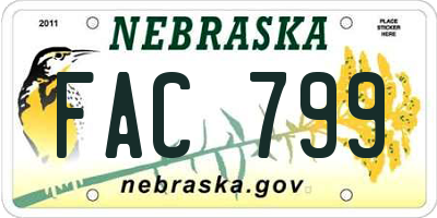 NE license plate FAC799