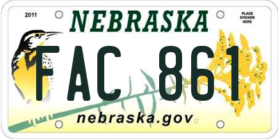 NE license plate FAC861