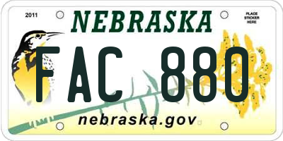 NE license plate FAC880