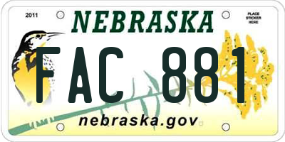 NE license plate FAC881