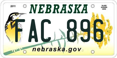 NE license plate FAC896
