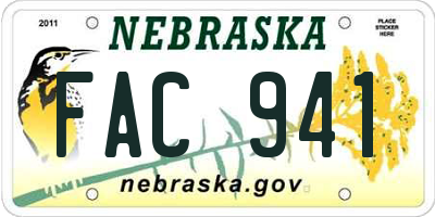 NE license plate FAC941