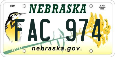 NE license plate FAC974
