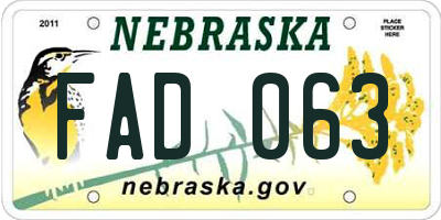 NE license plate FAD063