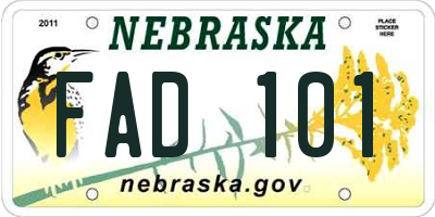 NE license plate FAD101