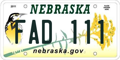 NE license plate FAD111