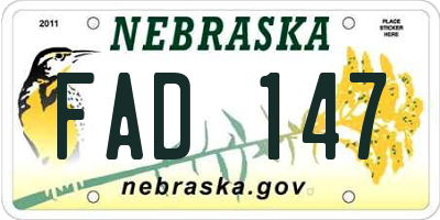 NE license plate FAD147