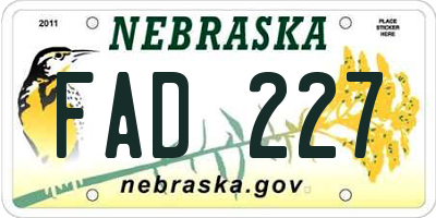 NE license plate FAD227