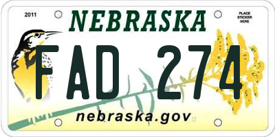 NE license plate FAD274