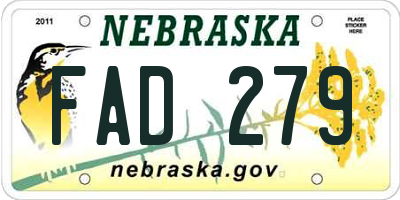 NE license plate FAD279