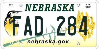 NE license plate FAD284