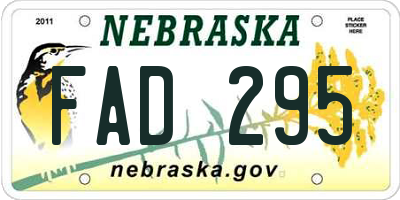 NE license plate FAD295