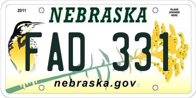 NE license plate FAD331