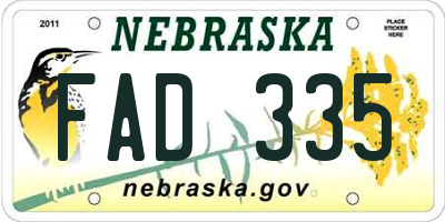 NE license plate FAD335