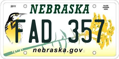 NE license plate FAD357