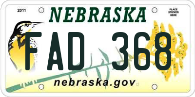 NE license plate FAD368