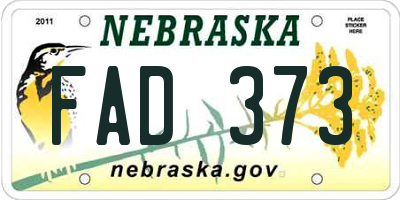NE license plate FAD373