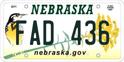 NE license plate FAD436