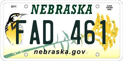 NE license plate FAD461