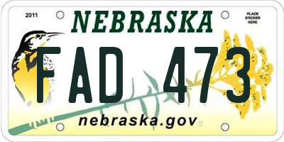 NE license plate FAD473