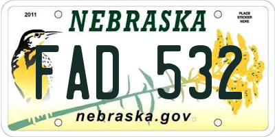 NE license plate FAD532