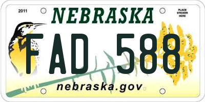 NE license plate FAD588