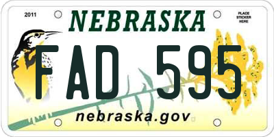 NE license plate FAD595