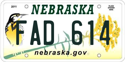 NE license plate FAD614
