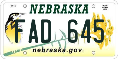 NE license plate FAD645