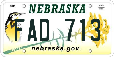 NE license plate FAD713