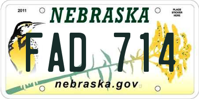 NE license plate FAD714