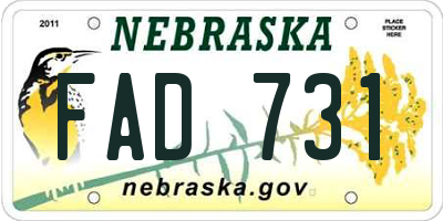NE license plate FAD731
